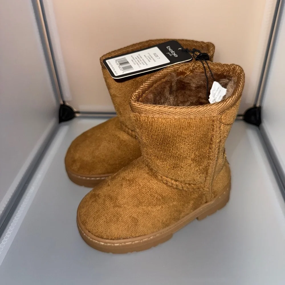 Bebe Toddler Girls Faux Fur Lined Winter Boot Brown Size 7 New